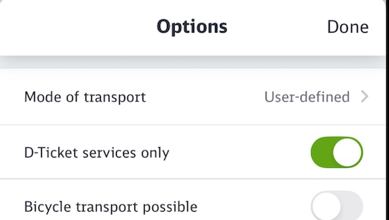Filter för D-Ticket på bahn.com